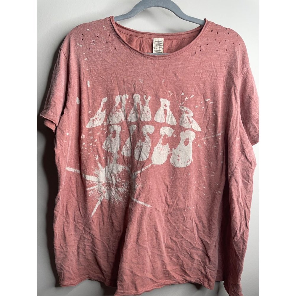 Magnolia Pearl Lunar Disco T Shirt One Size OS Oversized Pink EUC